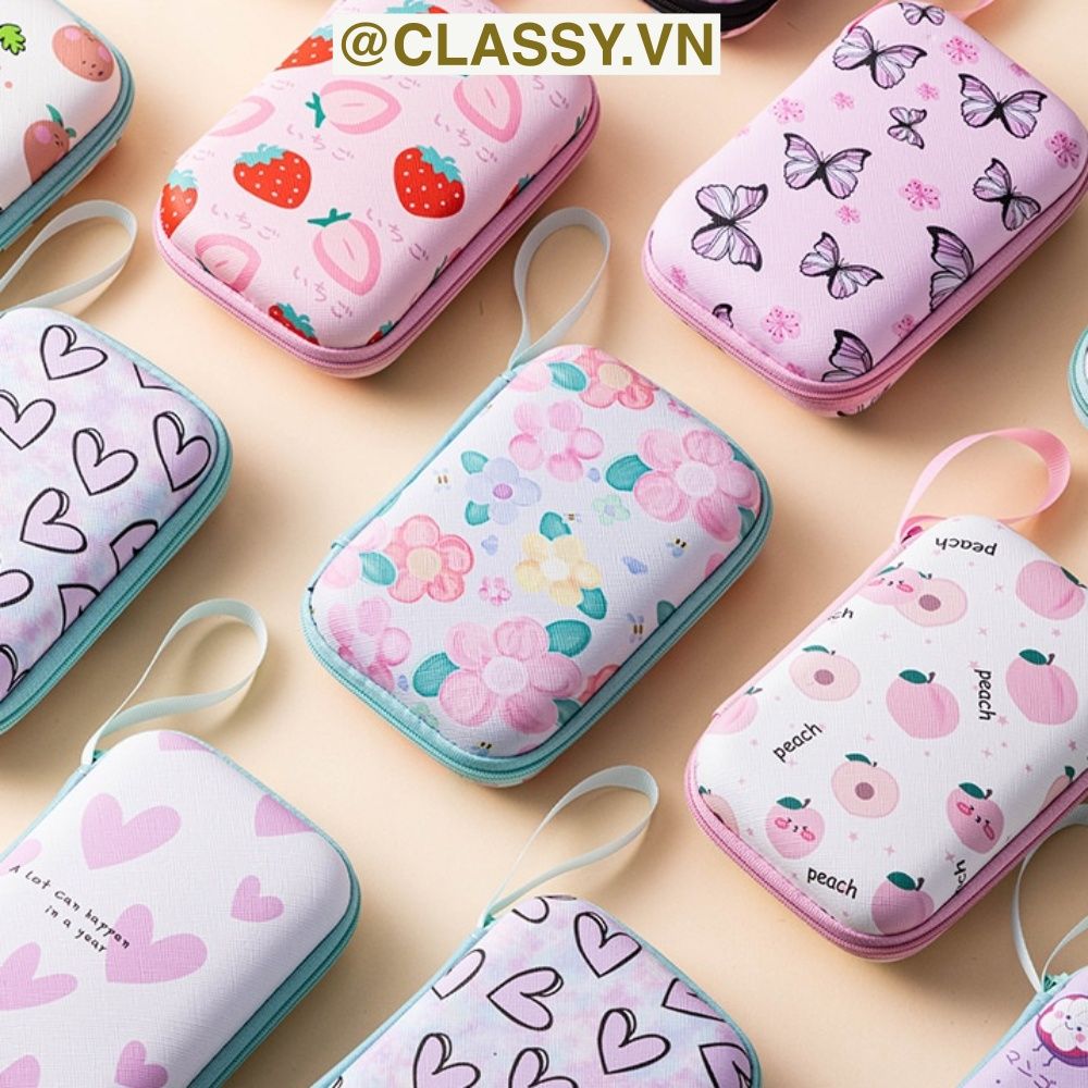 Túi Hộp hình vali đựng phụ kiện & dây cáp sạc (Size siêu to khổng lồ) 13.5 cm* 9.5 cm * 3.2 CM in hình hoạt hình (T293)