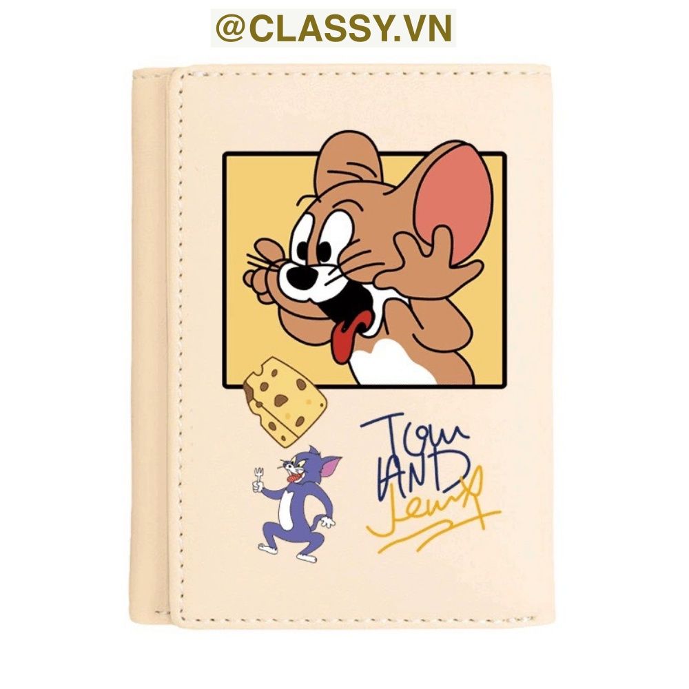 Classy Ví da nữ dạng gập, hoạt tiết họa hình nhiều kiểu dễ thương T1543