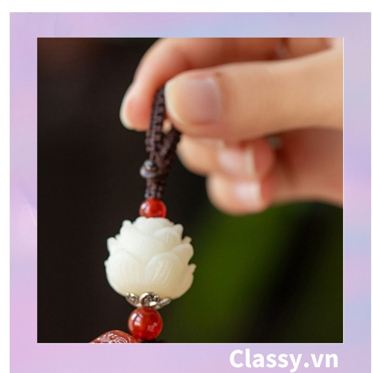 Classy Móc khóa phong thủy hình tỳ hưu làm từ đá thạch anh mang ý nghĩa may mắn gắn chìa khóa, điện thoại, sổ tay PK1420