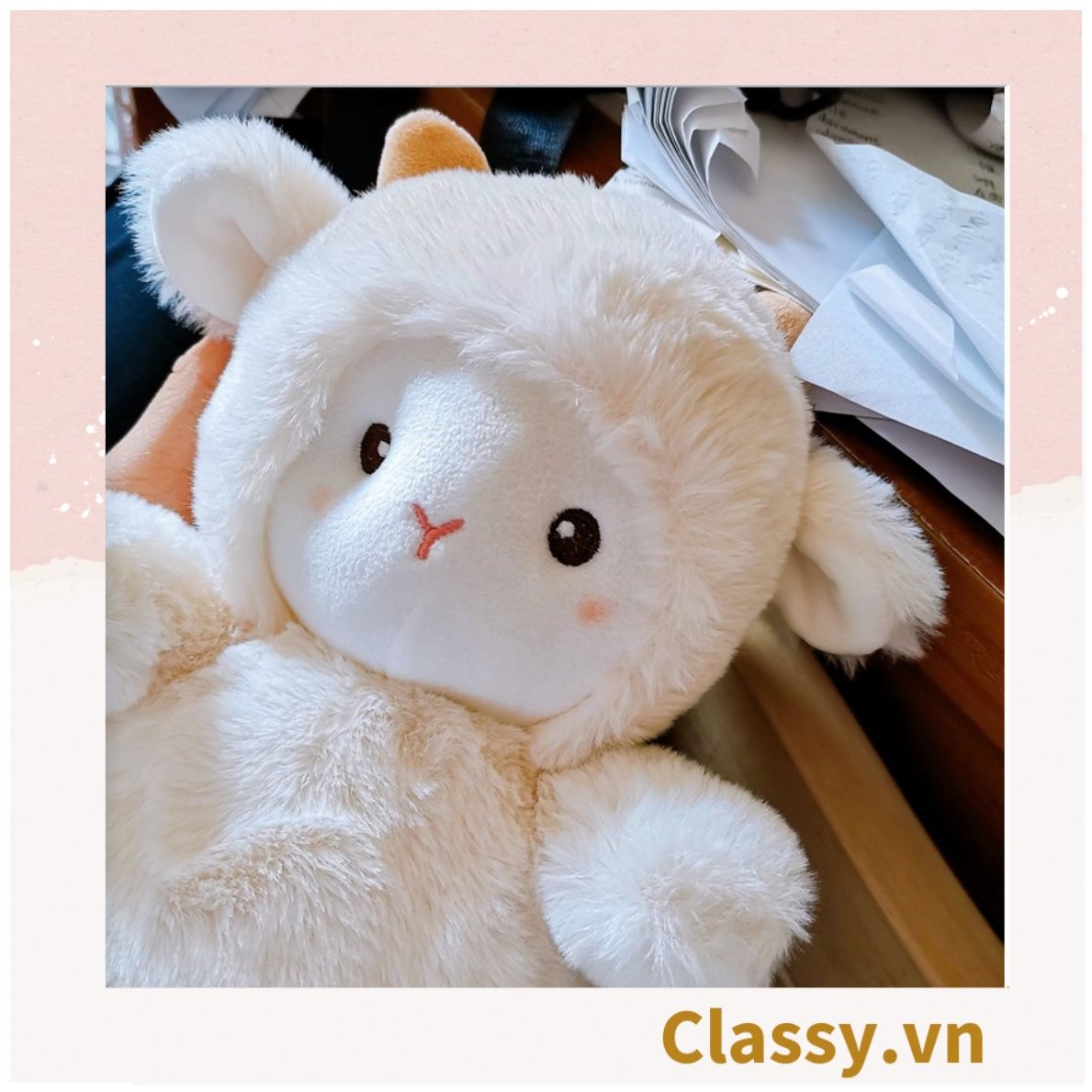 Classy Cừu bông màu trắng kích thước 25CM siêu êm siêu mịn chất liệu bông cao cấp B1783
