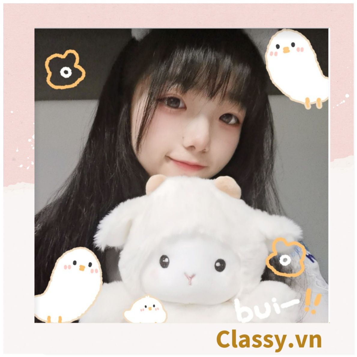 Classy Cừu bông màu trắng kích thước 25CM siêu êm siêu mịn chất liệu bông cao cấp B1783