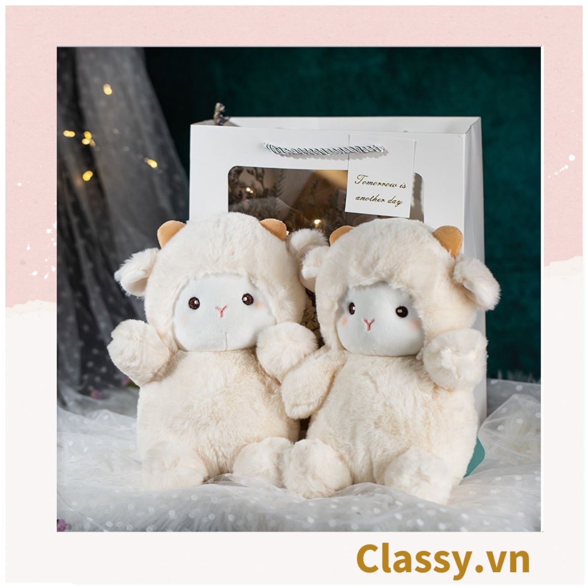Classy Cừu bông màu trắng kích thước 25CM siêu êm siêu mịn chất liệu bông cao cấp B1783