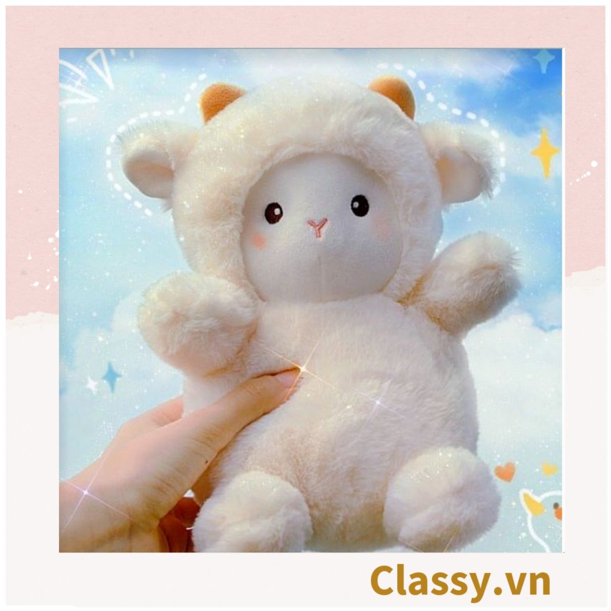 Classy Cừu bông màu trắng kích thước 25CM siêu êm siêu mịn chất liệu bông cao cấp B1783