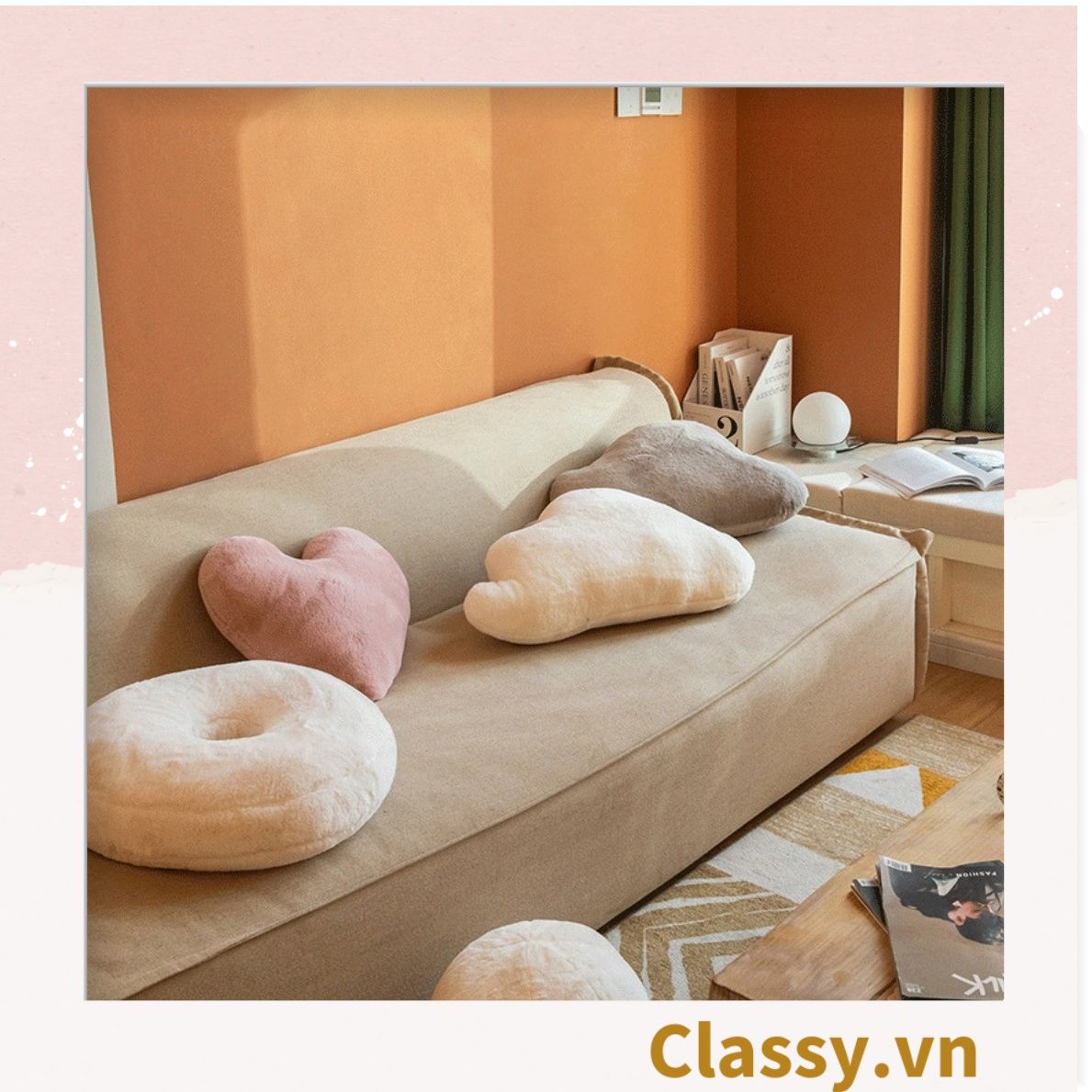 Gối ôm, gối đệm sofa hình trái tim hoặc đám mây trang trí ghế sofa, trang trí nhà cửa siêu êm mịn,Valentine,15-2, lễ tình nhân B1824