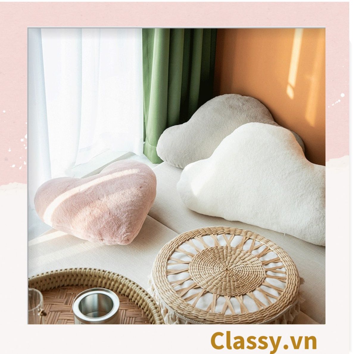 Gối ôm, gối đệm sofa hình trái tim hoặc đám mây trang trí ghế sofa, trang trí nhà cửa siêu êm mịn,Valentine,15-2, lễ tình nhân B1824