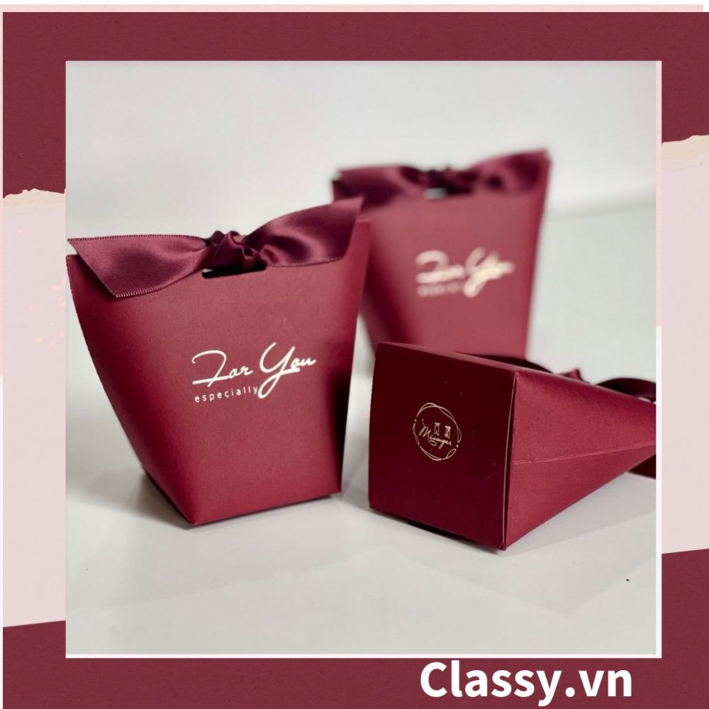Túi giấy đựng quà Mini (đã bao gồm nơ) đơn sắc dễ thương 5.7x 6x10cm đựng son, trang sức, nước hoa làm quà tặng Q552