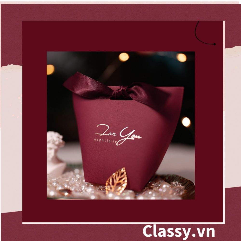 Túi giấy đựng quà Mini (đã bao gồm nơ) đơn sắc dễ thương 5.7x 6x10cm đựng son, trang sức, nước hoa làm quà tặng Q552