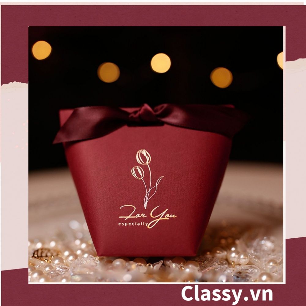 Túi giấy đựng quà Mini (đã bao gồm nơ) đơn sắc dễ thương 5.7x 6x10cm đựng son, trang sức, nước hoa làm quà tặng Q552