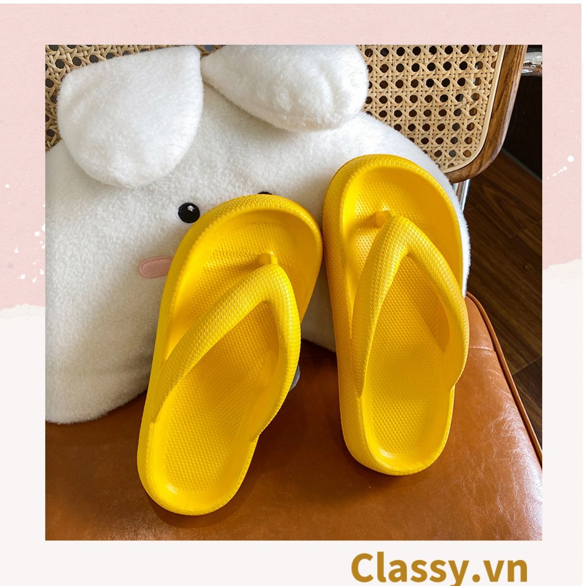 Dép nam nữ xỏ ngón đế mềm chống trượt, chất liệu EVA, màu sắc dễ thương thích hợp mang trong nhà và ngoài trời G1063