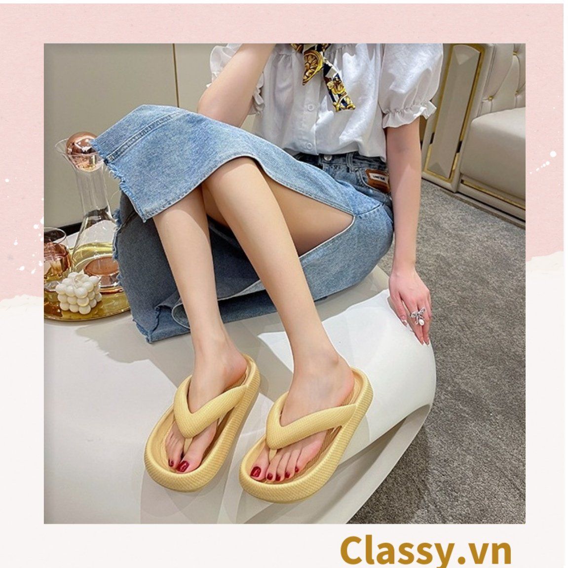 Dép nam nữ xỏ ngón đế mềm chống trượt, chất liệu EVA, màu sắc dễ thương thích hợp mang trong nhà và ngoài trời G1063