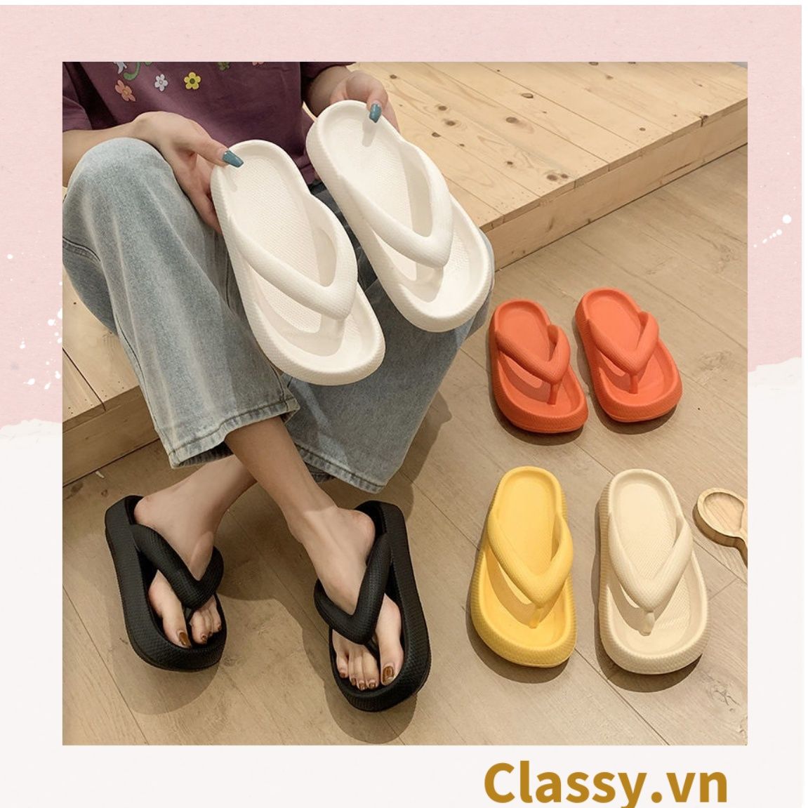 Dép nam nữ xỏ ngón đế mềm chống trượt, chất liệu EVA, màu sắc dễ thương thích hợp mang trong nhà và ngoài trời G1063