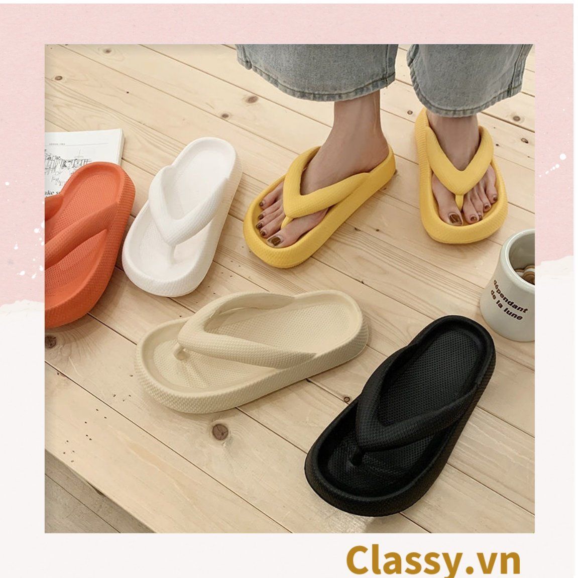 Dép nam nữ xỏ ngón đế mềm chống trượt, chất liệu EVA, màu sắc dễ thương thích hợp mang trong nhà và ngoài trời G1063