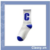  Classy Tất cổ cao, vớ cổ cao màu xanh họa tiết vui nhộn, chất cotton siêu êm G1346 