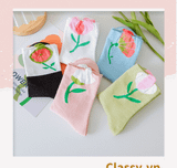  Classy Tất cổ cao, vớ cổ cao hoa tulip, chất cotton siêu êm G1347 