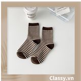  Classy Tất cổ cao, vớ cổ cao sọc nhỏ nhiều màu cho bạn lựa chọn G1348 