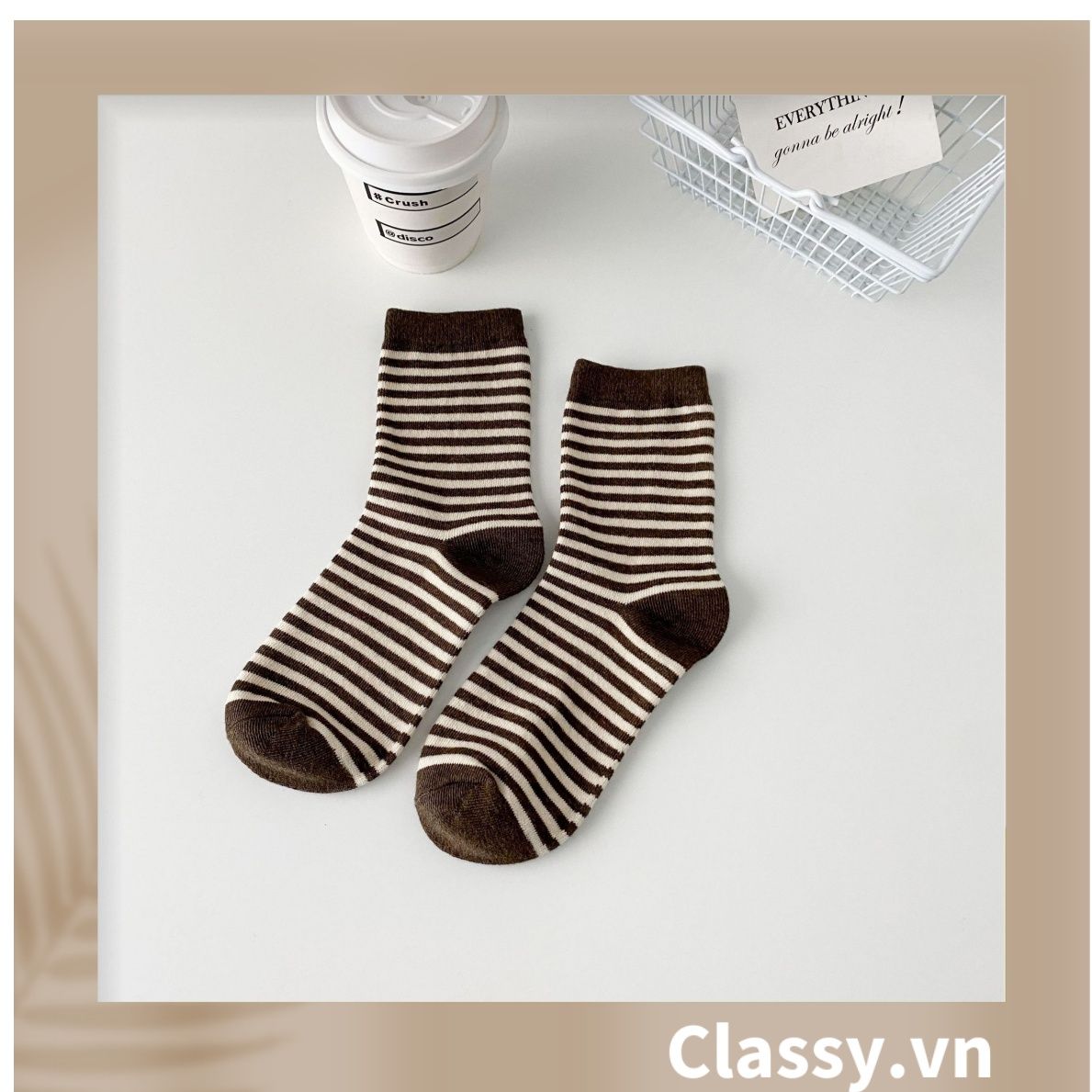 Classy Tất cổ cao, vớ cổ cao sọc nhỏ nhiều màu cho bạn lựa chọn G1348