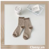  Classy Tất cổ cao, vớ cổ cao sọc nhỏ nhiều màu cho bạn lựa chọn G1348 