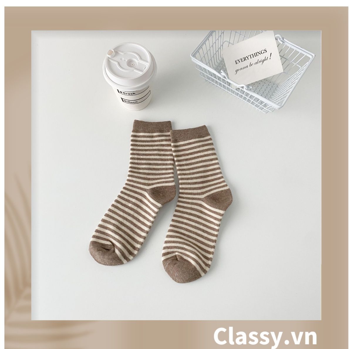 Classy Tất cổ cao, vớ cổ cao sọc nhỏ nhiều màu cho bạn lựa chọn G1348