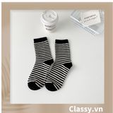  Classy Tất cổ cao, vớ cổ cao sọc nhỏ nhiều màu cho bạn lựa chọn G1348 