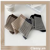  Classy Tất cổ cao, vớ cổ cao sọc nhỏ nhiều màu cho bạn lựa chọn G1348 