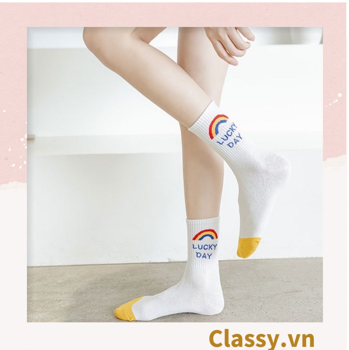  Classy Tất cổ cao, vớ cổ cao ngày mới vui vẻ, chất cotton siêu êm chân G1349 