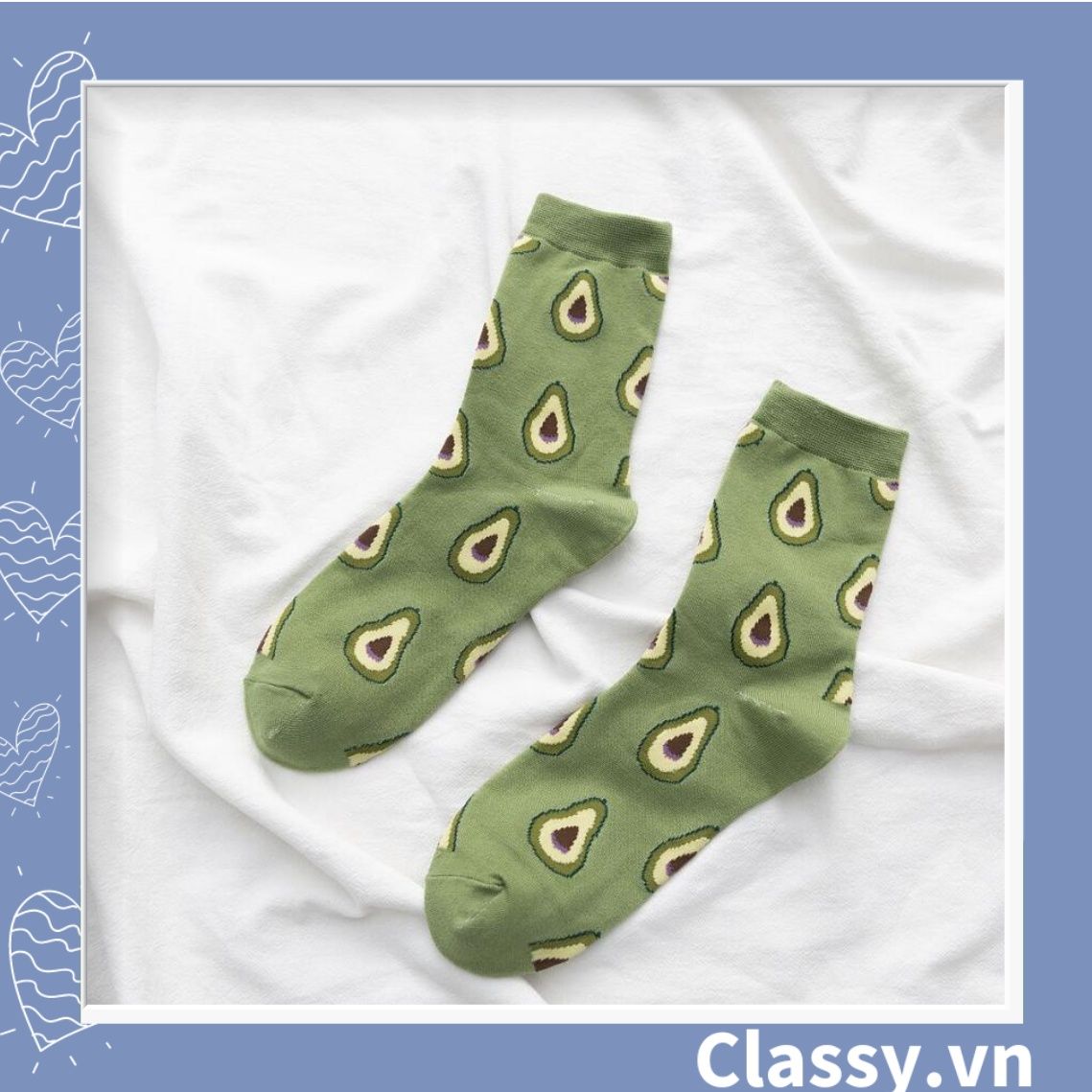Classy Tất cổ cao, vớ cổ cao họa tiết trái cây nhiệt đới G1351