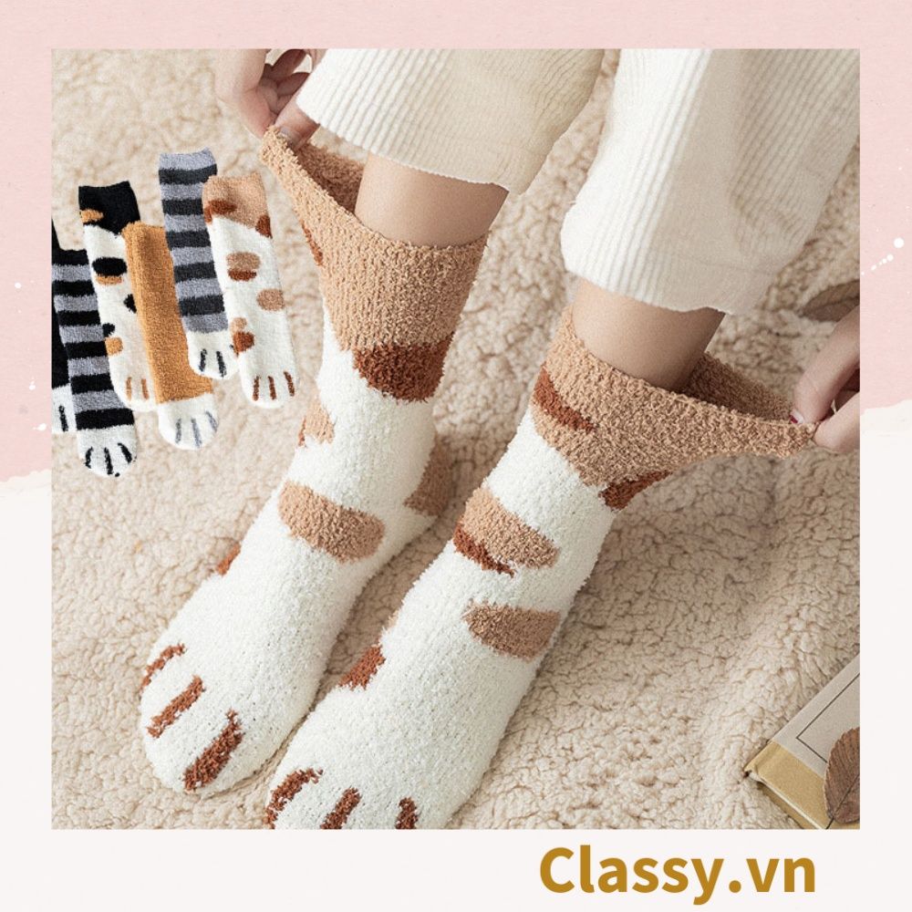 Classy Tất bông cổ cao, vớ bông cổ cao, chất dày dặn siêu ấm siêu êm G1352