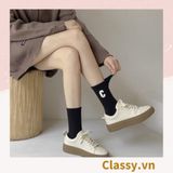  Classy Tất cổ cao, vớ cổ cao in chữ, màu trung tính basic G1363 