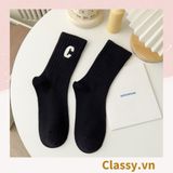  Classy Tất cổ cao, vớ cổ cao in chữ, màu trung tính basic G1363 