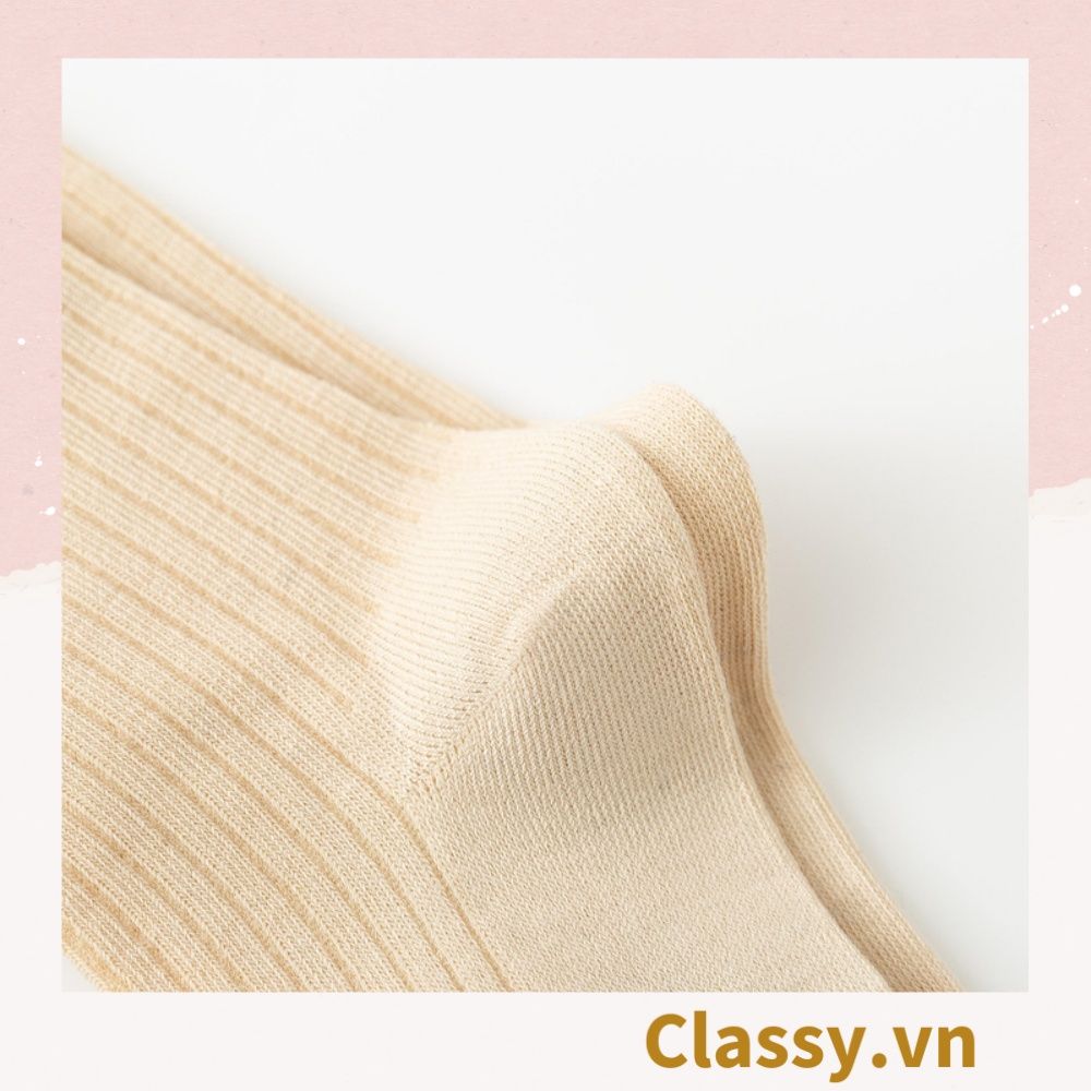Classy Tất cổ cao, vớ cổ cao in chữ, màu trung tính basic G1363