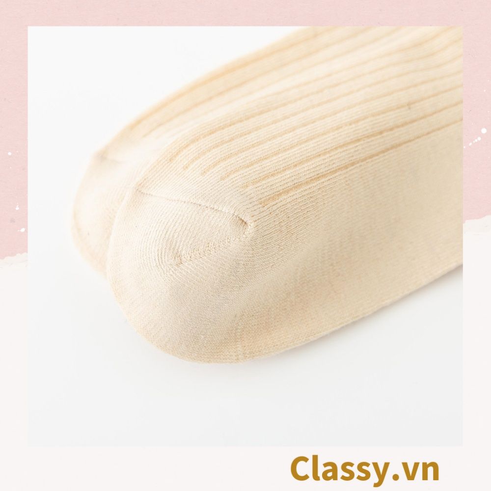 Classy Tất cổ cao, vớ cổ cao in chữ, màu trung tính basic G1363