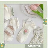  Classy Tất mỏng phối ren mix họa tiết ngẫu nhiên G1389 