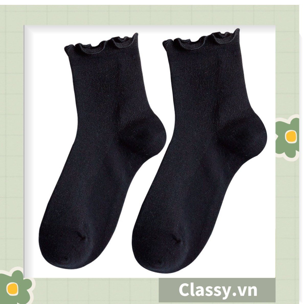 Classy Tất cổ cao, vớ cổ cao tai bèo chất liệu cotton nhiều họa tiết G1390 - G1391 - G1392 - G1393