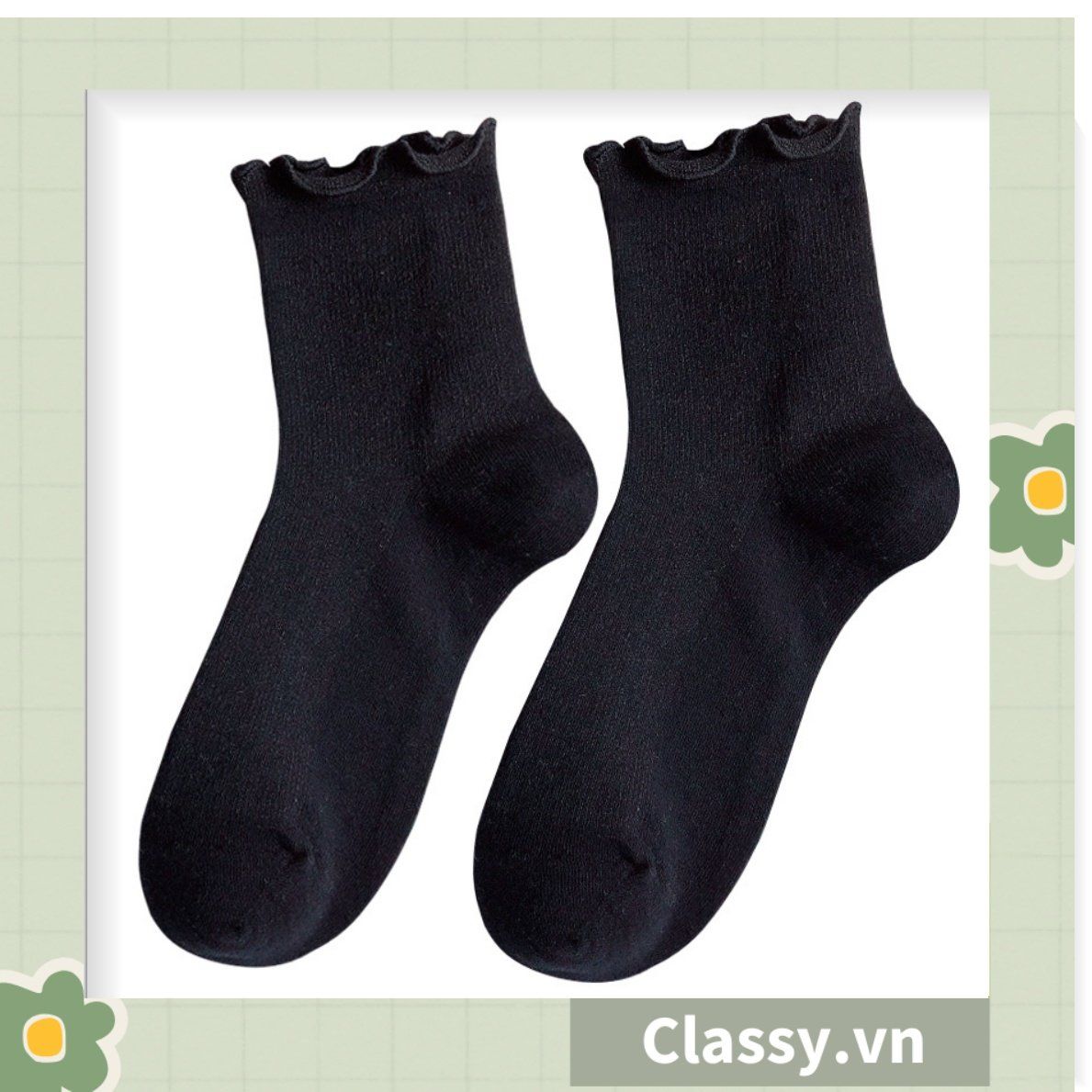  Classy Tất cổ cao, vớ cổ cao tai bèo chất liệu cotton nhiều họa tiết G1390 - G1391 - G1392 - G1393 