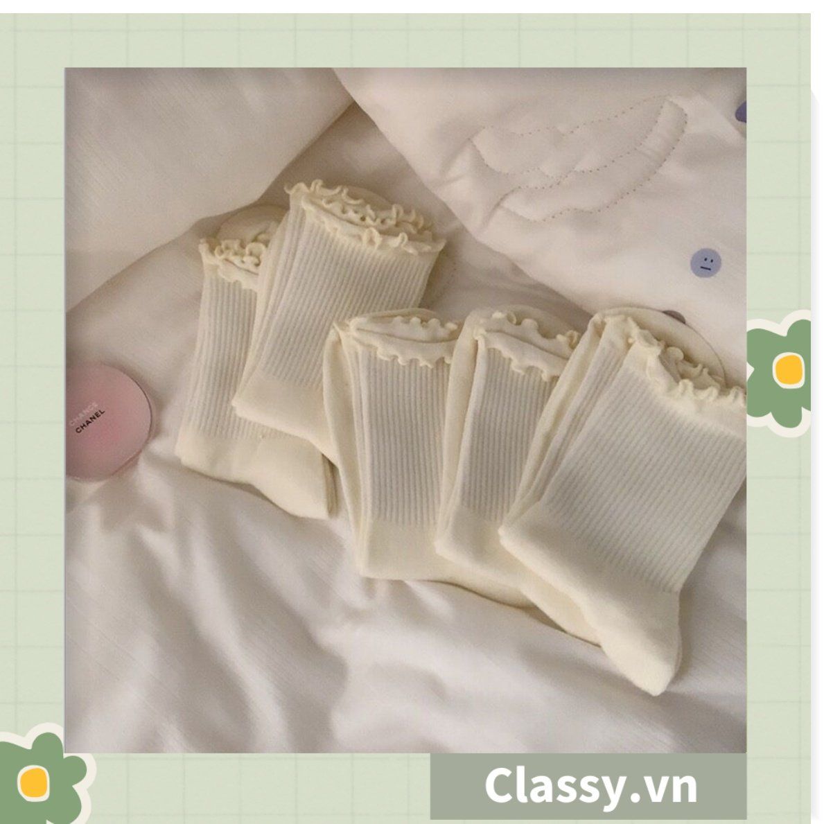Classy Tất cổ cao, vớ cổ cao tai bèo chất liệu cotton nhiều họa tiết G1390 - G1391 - G1392 - G1393