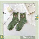  Classy Tất cổ cao, vớ cổ cao tai bèo chất liệu cotton nhiều họa tiết G1390 - G1391 - G1392 - G1393 