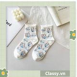  Classy Tất cổ cao, vớ cổ cao tai bèo chất liệu cotton nhiều họa tiết G1390 - G1391 - G1392 - G1393 