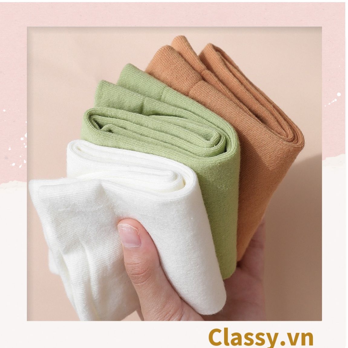  Classy Combo 2 đôi tất cotton cổ cao trơn nhiều màu G1401 