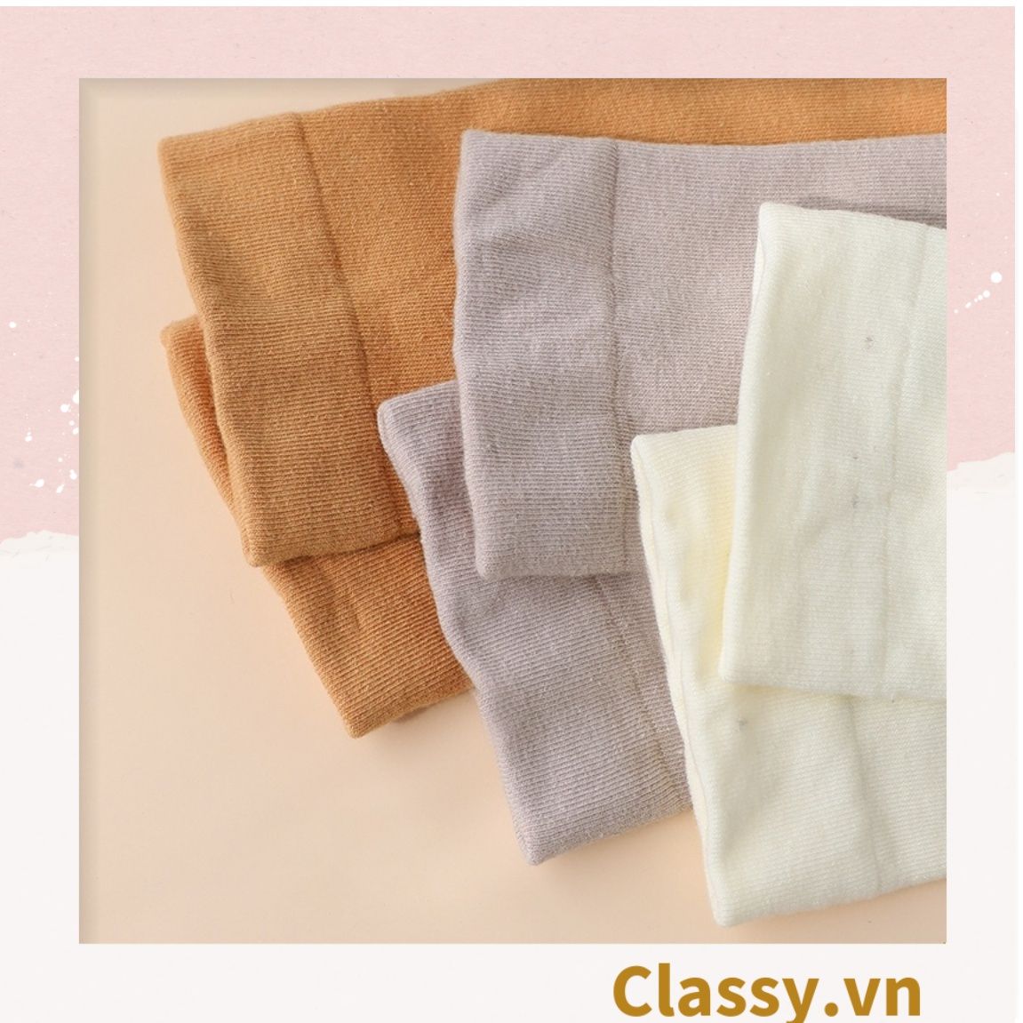 Classy Combo 2 đôi tất cotton cổ cao trơn nhiều màu G1401