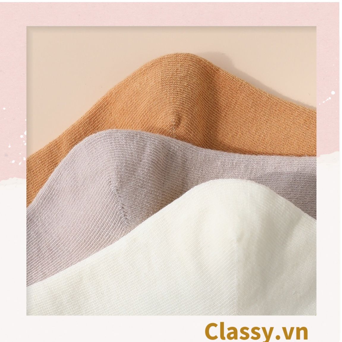 Classy Combo 2 đôi tất cotton cổ cao trơn nhiều màu G1401
