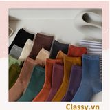  Classy Combo 2 đôi tất cotton cổ cao trơn nhiều màu G1401 