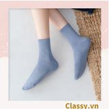  Classy Combo 2 đôi tất cotton cổ cao trơn nhiều màu G1401 