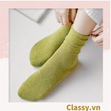  Classy Combo 2 đôi tất cotton cổ cao trơn nhiều màu G1401 