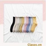  Classy Combo 2 đôi tất cotton cổ cao trơn nhiều màu G1401 