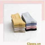  Classy Combo 2 đôi tất cotton cổ cao trơn nhiều màu G1401 