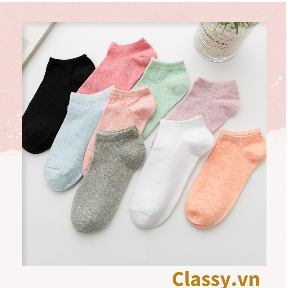 Classy Tất cổ ngắn, vớ cổ ngăn cotton dày dặn, phù hợp cả nam và nữ G1406