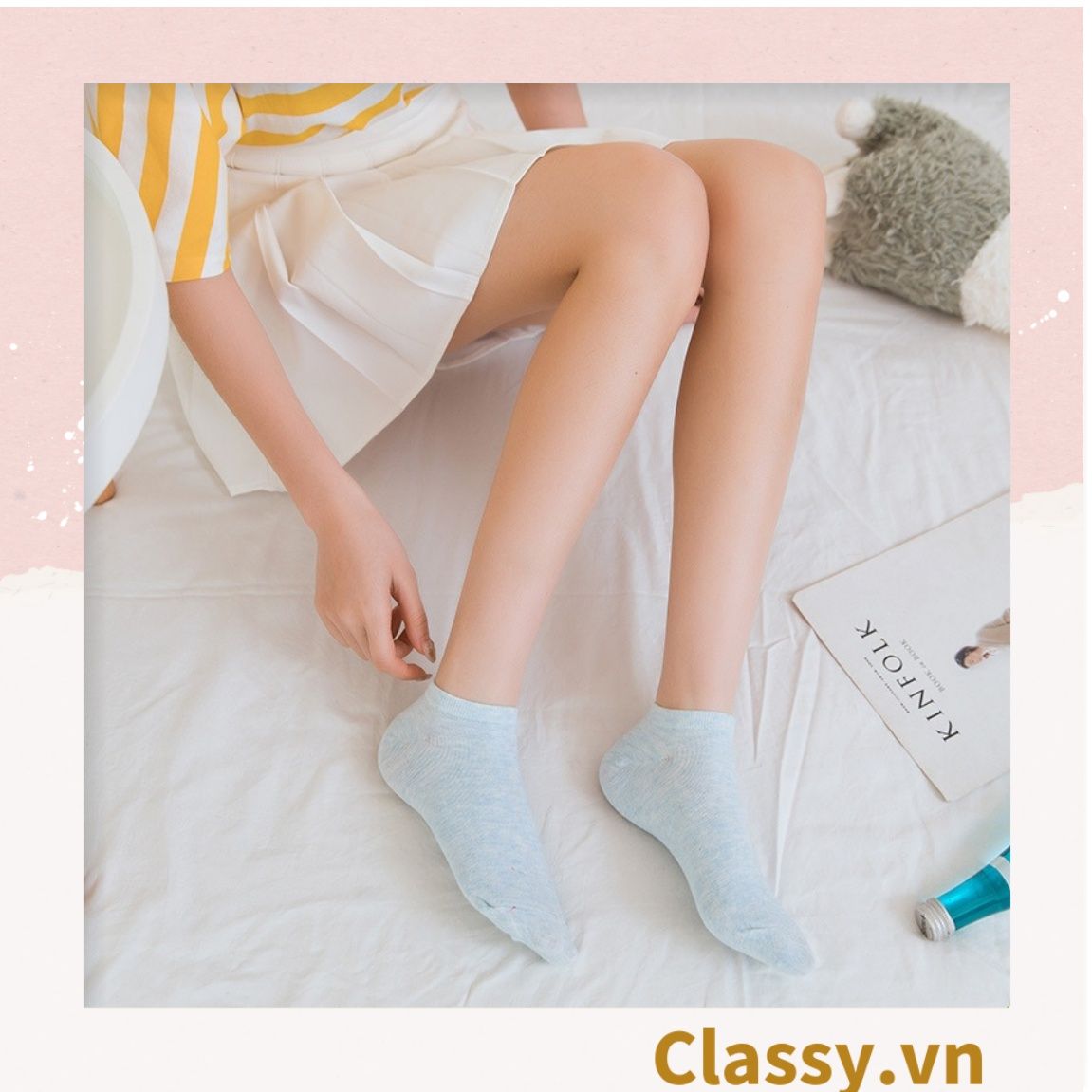 Classy Tất cổ ngắn, vớ cổ ngăn cotton dày dặn, phù hợp cả nam và nữ G1406