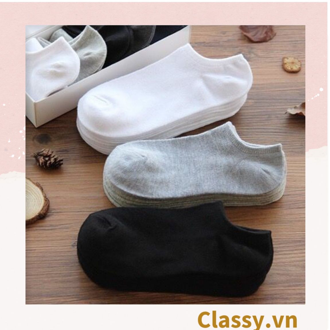 Classy Tất cổ ngắn, vớ cổ ngăn cotton dày dặn, phù hợp cả nam và nữ G1406