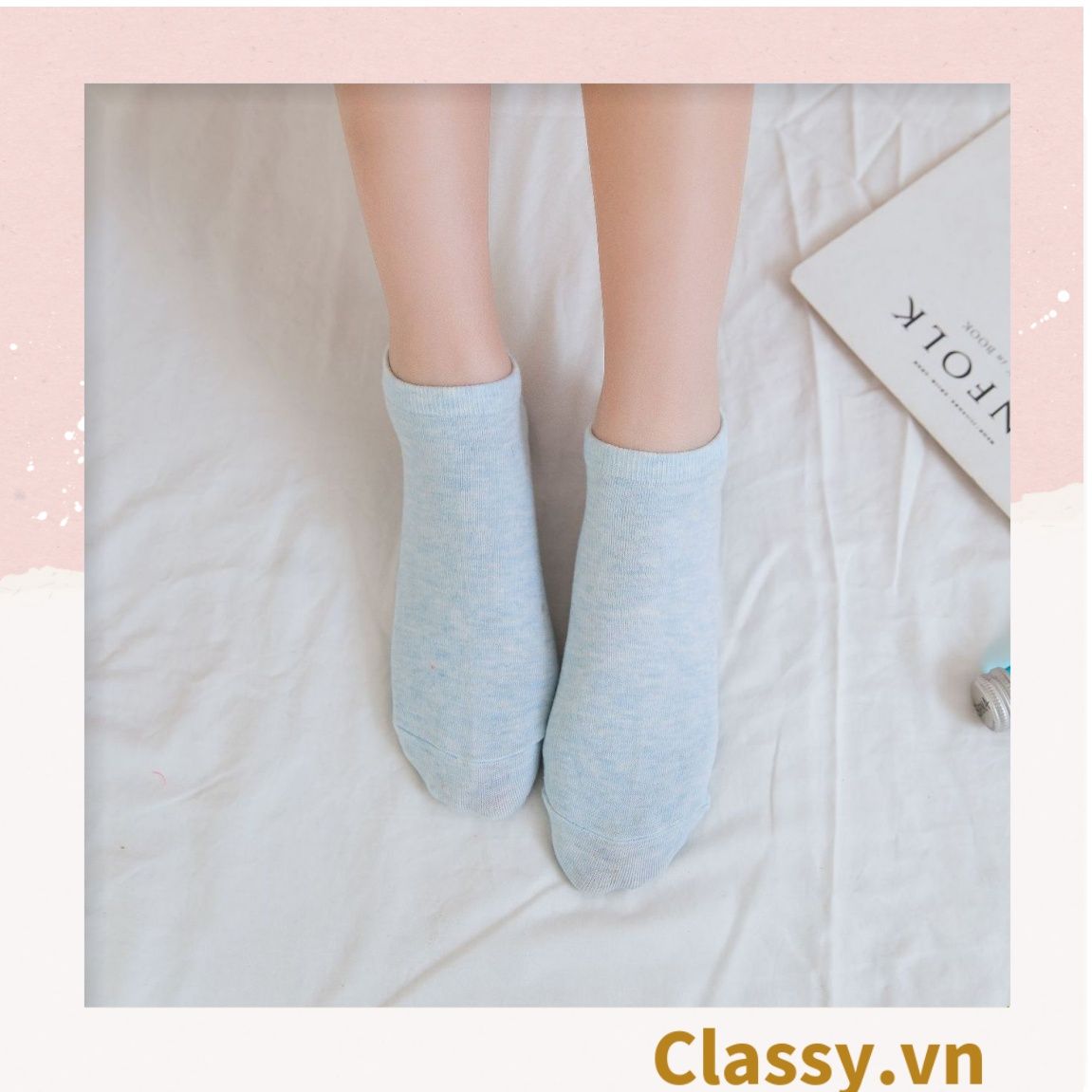 Classy Tất cổ ngắn, vớ cổ ngăn cotton dày dặn, phù hợp cả nam và nữ G1406