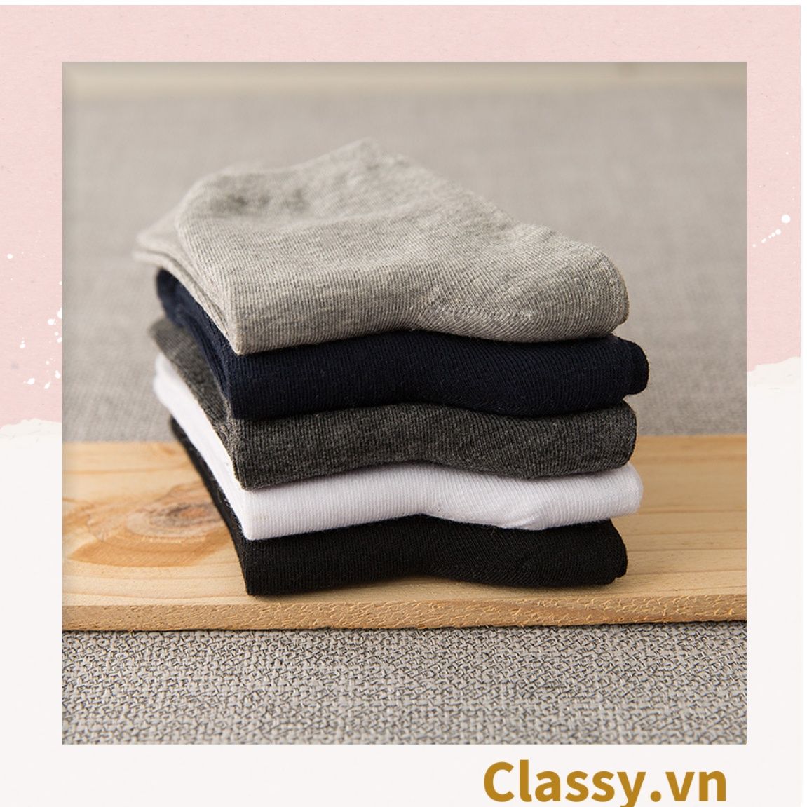 Classy Tất cổ ngắn, vớ cổ ngăn cotton dày dặn, phù hợp cả nam và nữ G1406